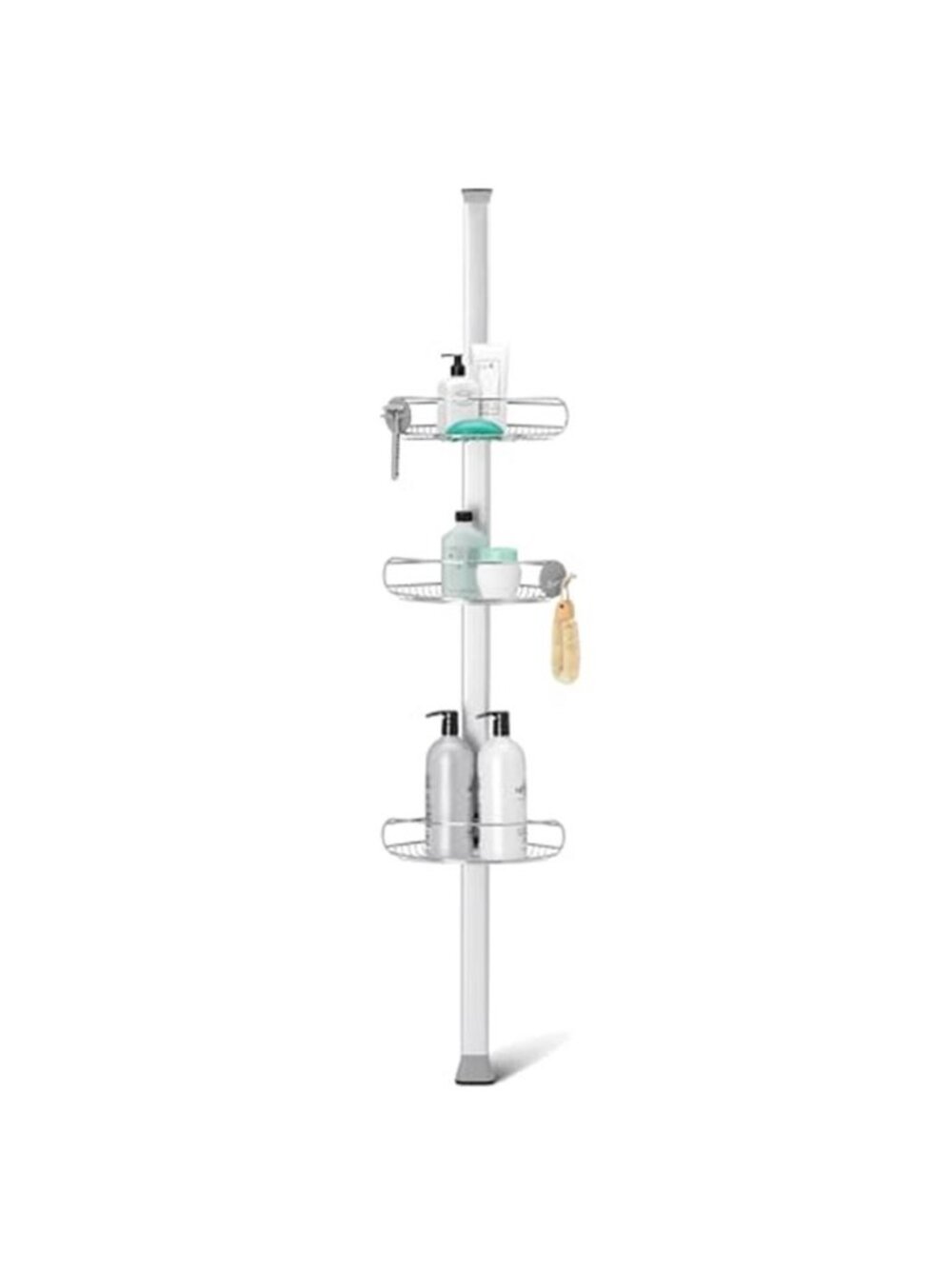 8' Tension Pole Shower Caddy, Stainless Steel and Anodized Aluminum